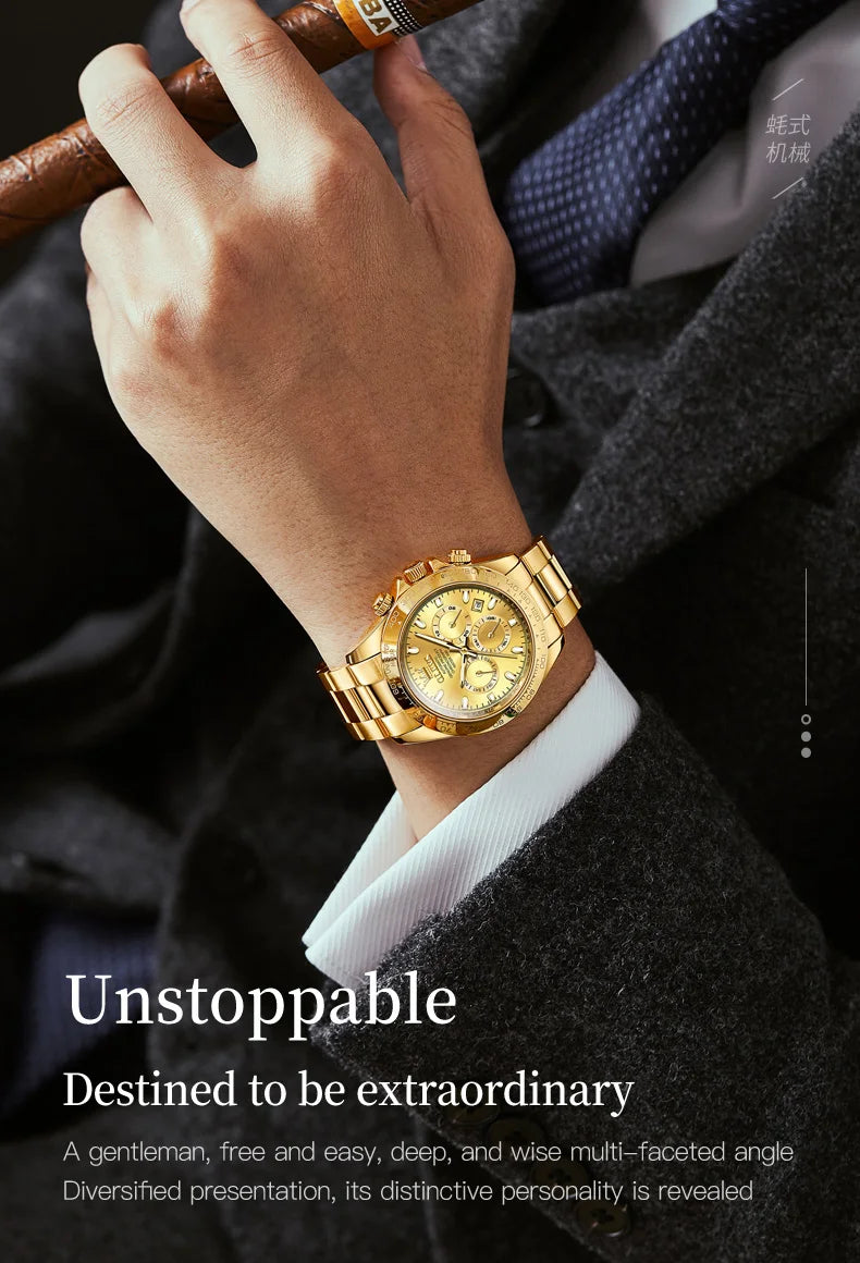 OLEVS 6638 Men Watch Classic Multifunctional Dial Waterproof Luminous Watches Fully Automatic Mechanical Male Wristwatch