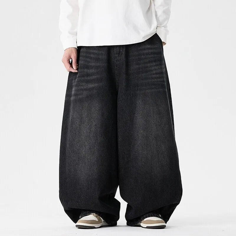 Streetwear Men Wide Leg Denim Pants Harajuku Baggy Jeans Male Casual Oversized Jean Trousers Men Fashion Large Size 5XL