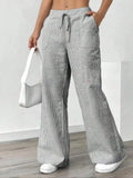 Summer new striped drawstring wide leg pants for women, high waisted, loose fit, slimming, casual straight leg, hanging pants