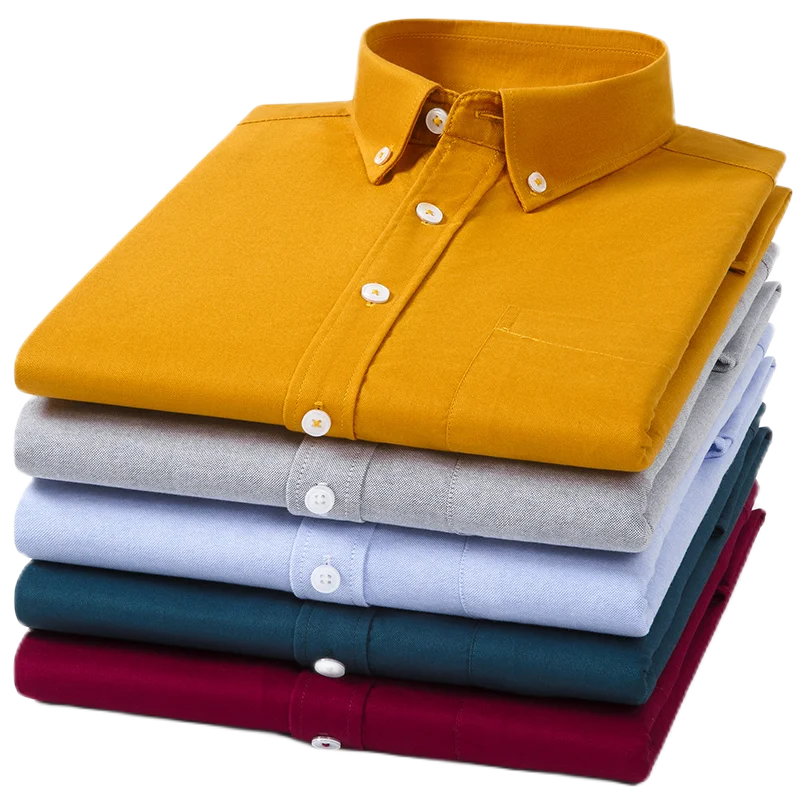 Men's Oxford Pattern Shirt Long Sleeve Big Size S-11XL Cotton Slim Fit Business Casual Traditional Shirts Easy Care Comfort