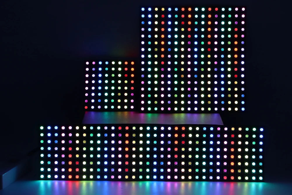 4x12 8x8 16x16 8x32 WS2812 RGBIC Led Digital Matrix Panel Lights WS2812 Flexible Addressable Spliceable Pixel Module Screen DC5V
