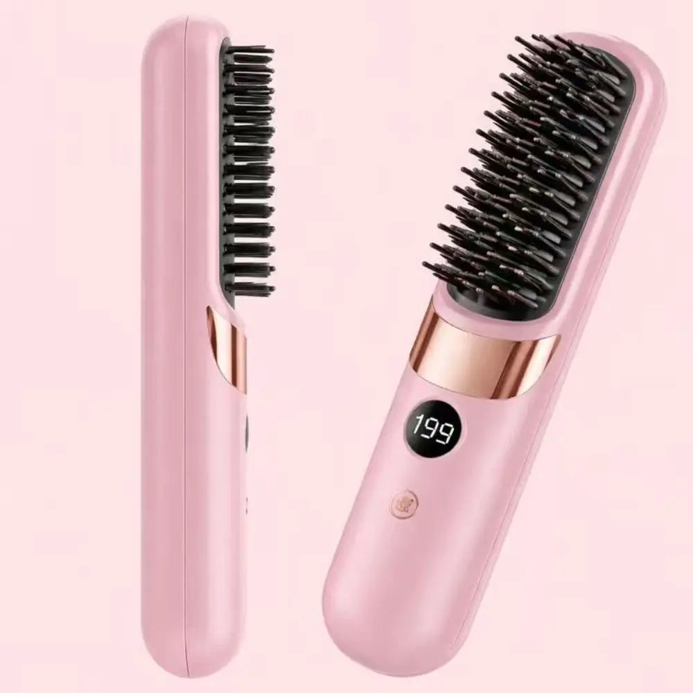 Plastic Material Hair Straightening Comb 4-Speed Temperature Adjustment Multifunctional Design Straightening And Curling Tool