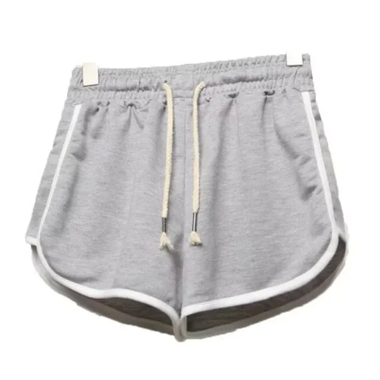 Women's Casual Running Shorts Summer Athletic Sport Shorts Drawstring Elastic Waist Contrast Trim Workout Hot Pants