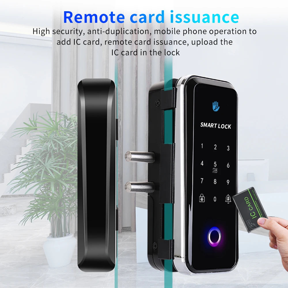 TTlock Smart Biometric Fingerprint WiFi Lock for Commercial Glass Door 5-in-1 Access Control (APP/Fingerprint/Card/Code/Remote)