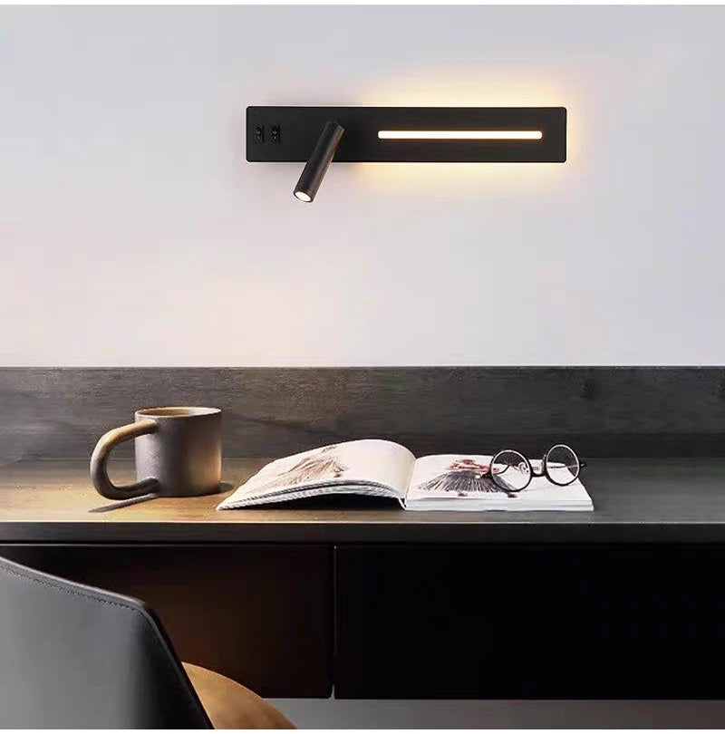 LED Wall Light Interior  Mobile Phone Charging USB Wall Lamps With Switch Bedroom Bedside Reading Lights Decoration Living Room