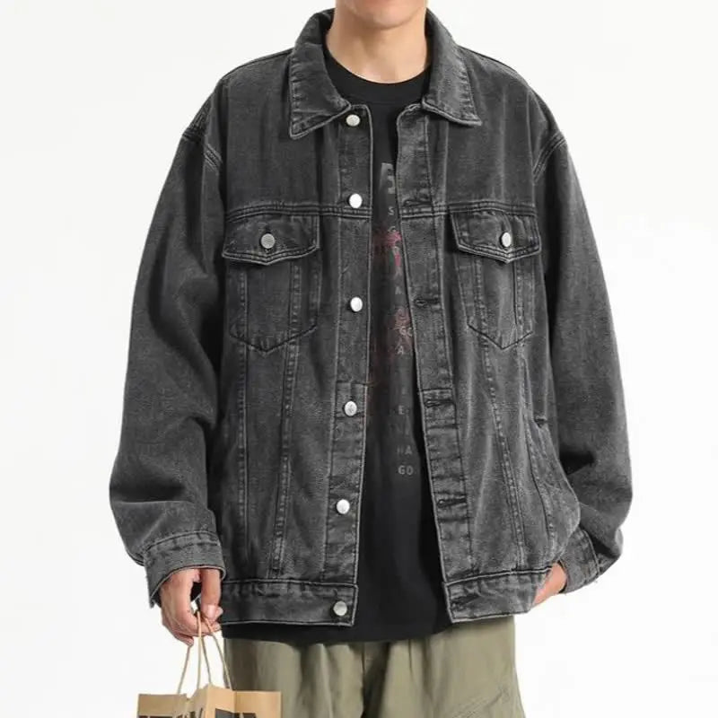 New Spring-autumn-winter Men's Denim Jacket, Japanese-style Casual, Youthful and Trendy Workwear Denim Coat, Men's Clothing
