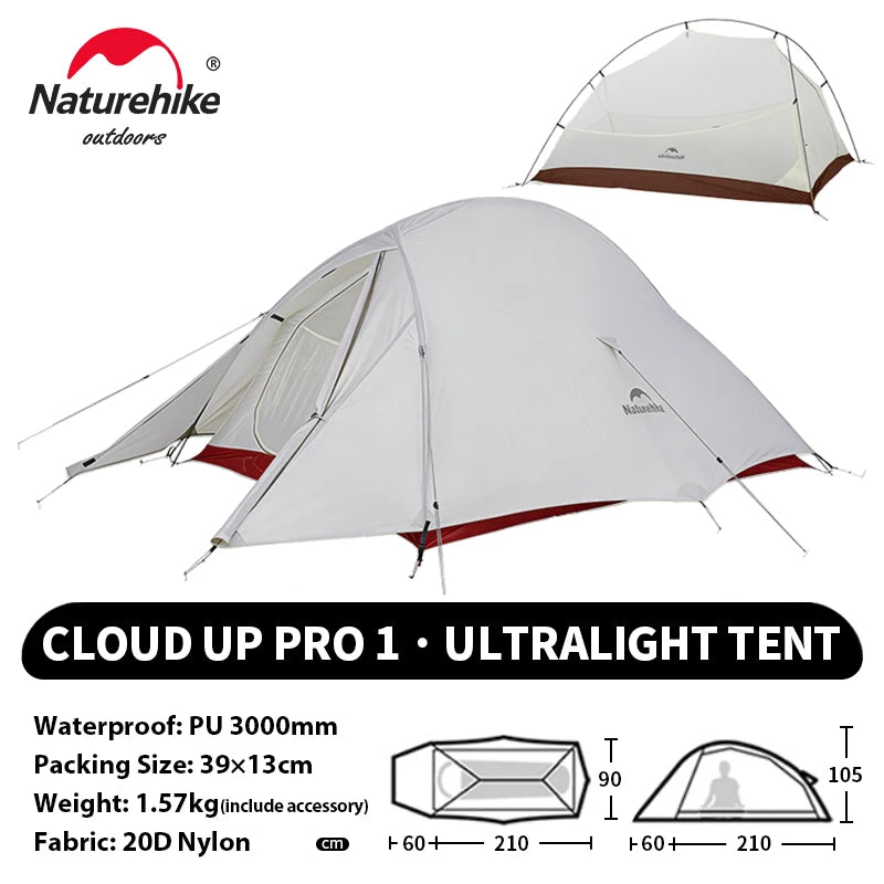Naturehike Cloud Up 1 Upgraded Tent Ultralight Camping Tent Waterproof Outdoor Hiking Travel Tent Backpacking Cycling Tent