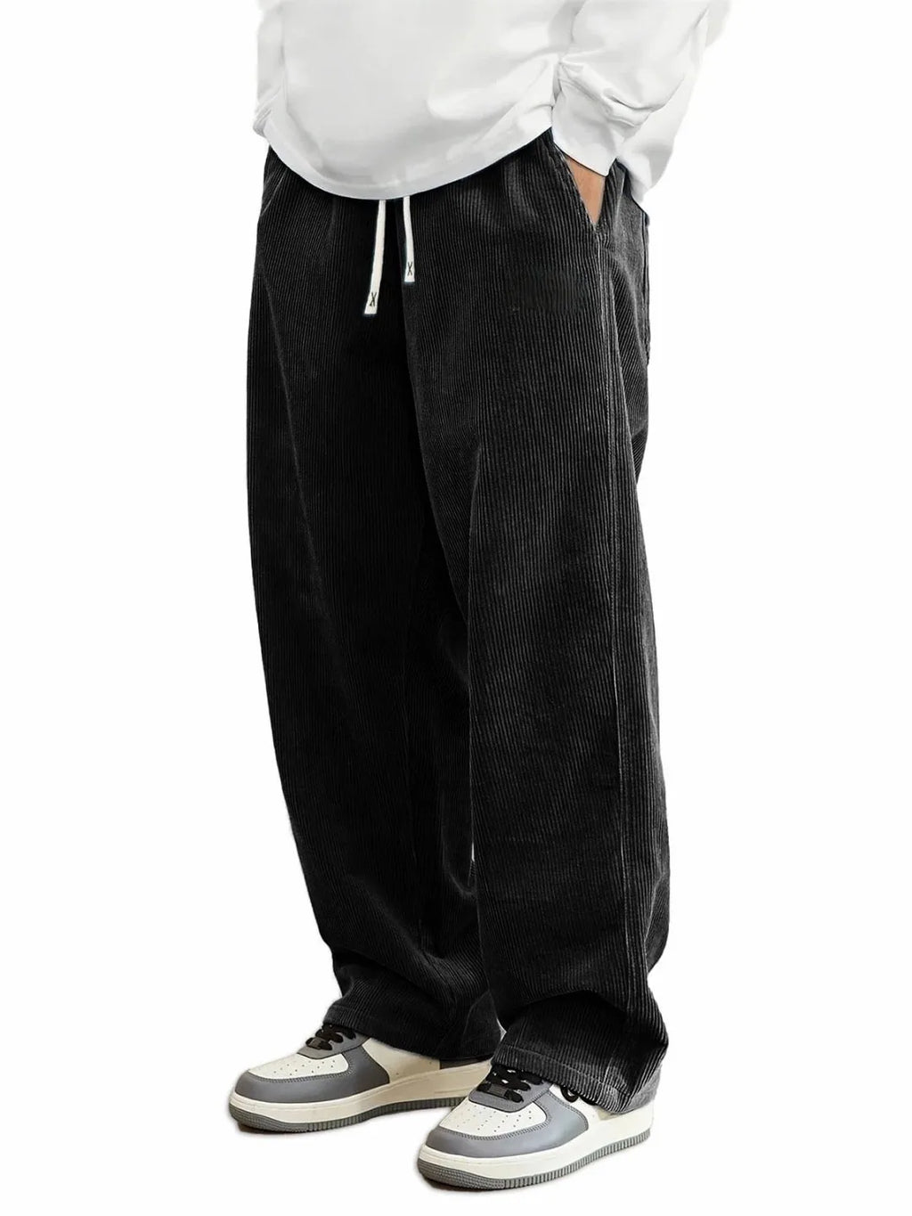 Autumn Winter Warm Motorcycle Jogger Corduroy Pants Men Tech Sweatpants Casual Harem Pants Male Sport Thermal Trousers
