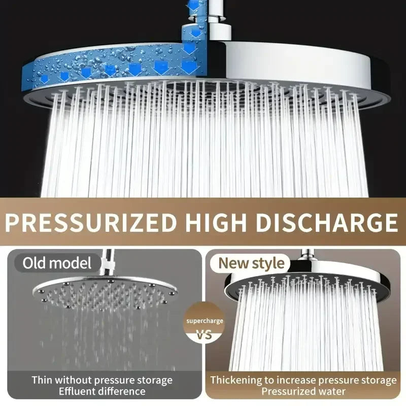 Pressurized Single Head 25cm Top Spray Large Water Volume Booster Shower Head Home Bathroom Shower Head Set