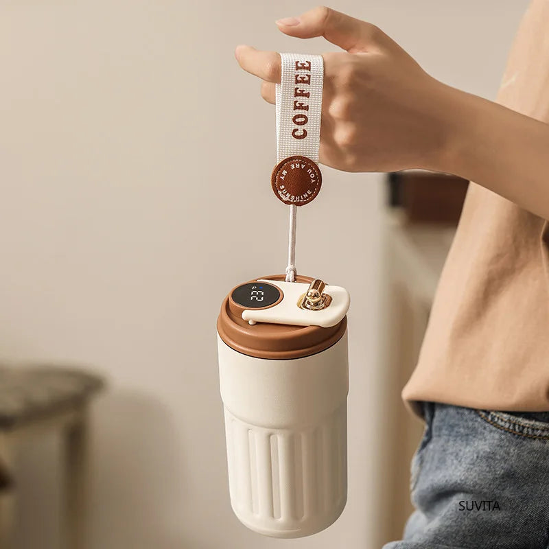 450ML LED Temperature Display Thermo Water Bottle Stainless Steel Coffee Cup Travel Vacuum Flask Keep Cold and Heat Thermal Mug