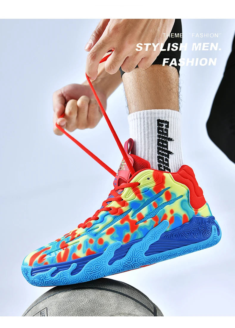 Men Basketball Shoes Field Training High-top Comfortable Non-slip Sports Footwear Luxury Lace-up Flat Sneaker for Men Traf Homme