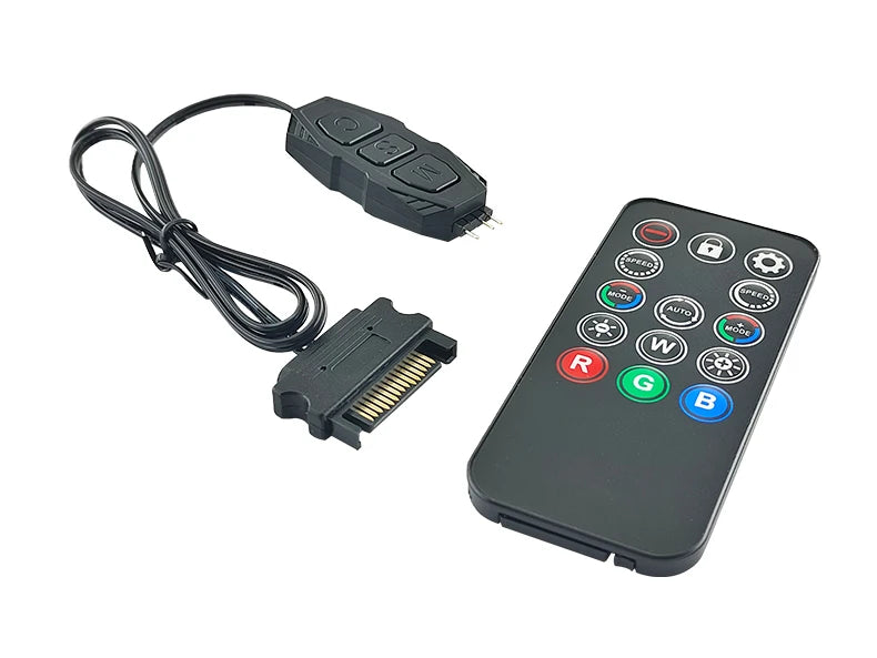 ARGB 5V 3Pin Controller To SATA RGB Remote Mini Controller HUB Adapter RGB Remote Controller for PC Fan Cooling Fan Light Strip