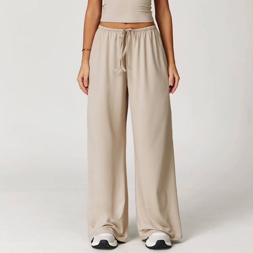 Women's High Waist Drawstring Yoga Pants Hanging Wide Leg Loose Casual Pants Women's Sports Pants Fitness Running Elastic Pants