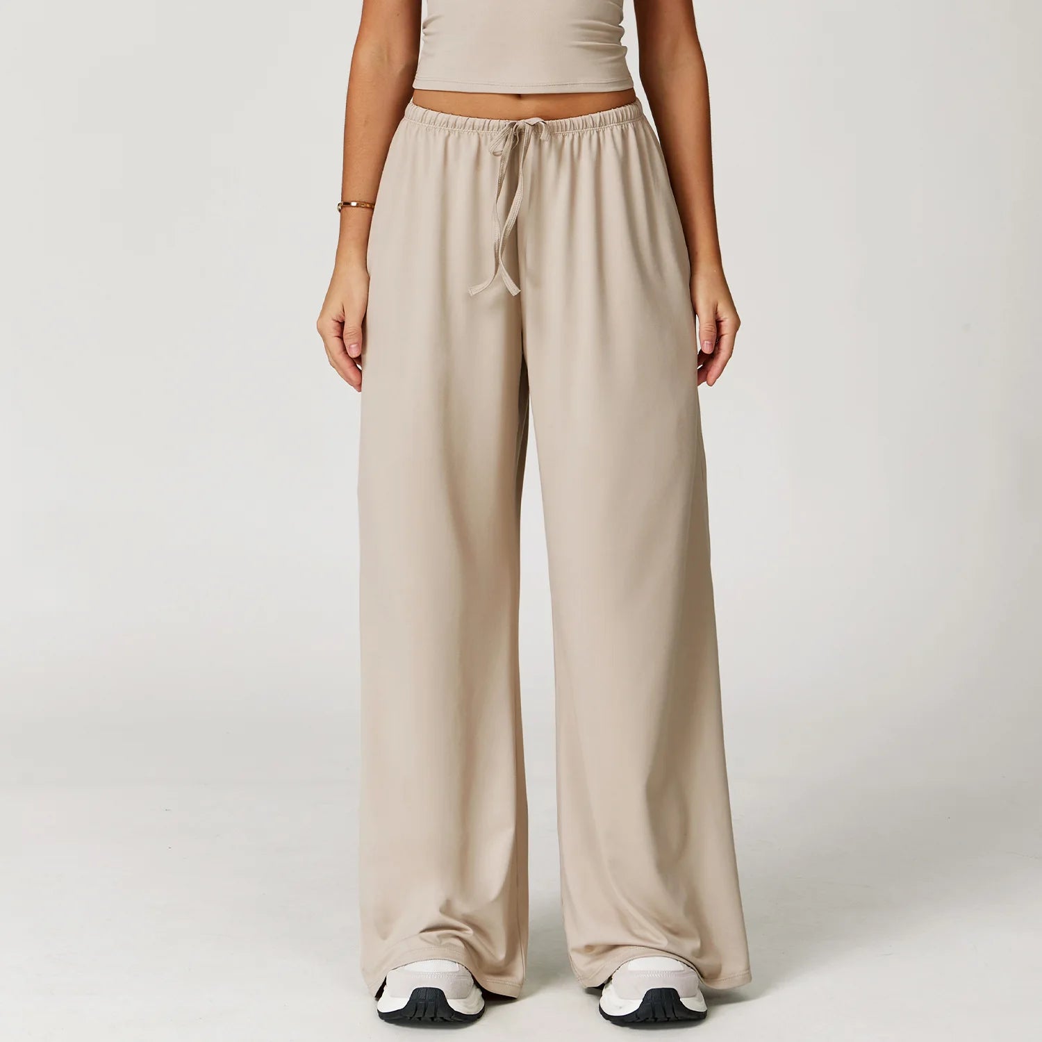 Women's High Waist Drawstring Yoga Pants Hanging Wide Leg Loose Casual Pants Women's Sports Pants Fitness Running Elastic Pants