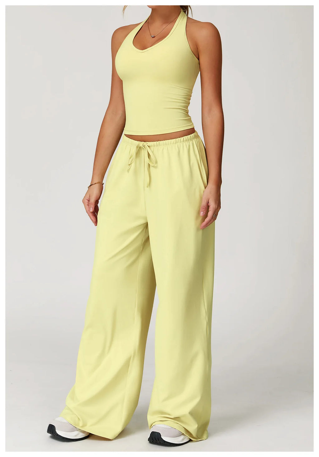 Women's High Waist Drawstring Yoga Pants Hanging Wide Leg Loose Casual Pants Women's Sports Pants Fitness Running Elastic Pants