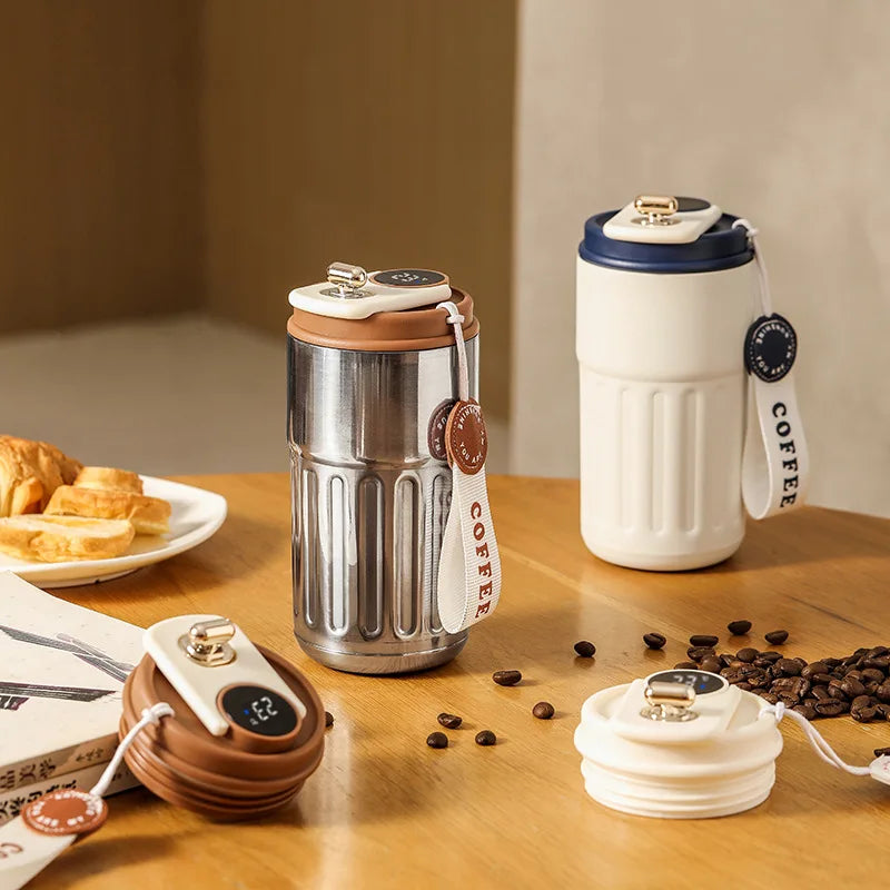 New Smart Temperature Coffee Cup，316 Stainless Steel Thermos Cup，Office Coffee Cup Business Portable Thermal Mug 450ml Thermoses