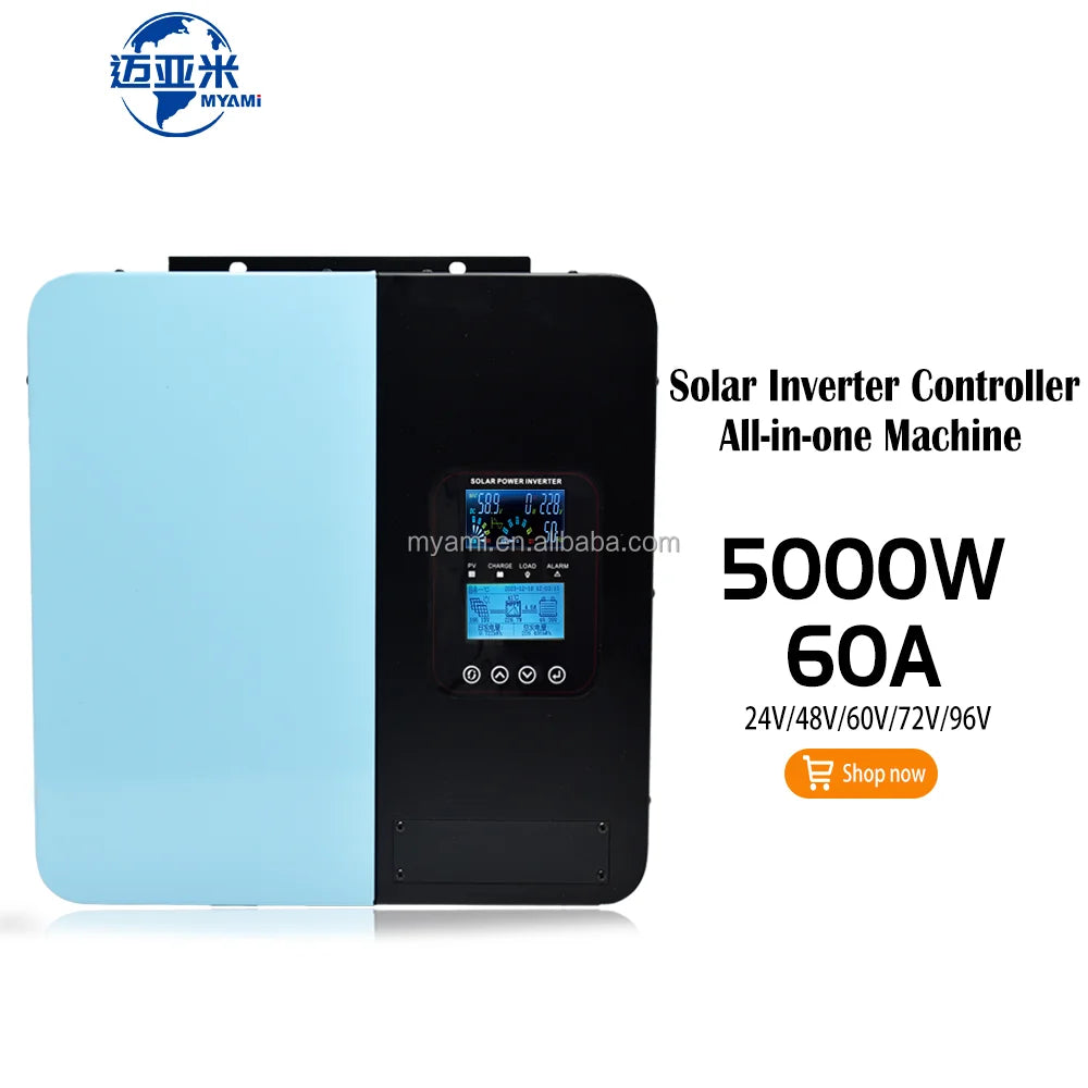 Adjustable  New Product 5kw 24v 48v60v 72v 90v 60a Pure Sine Wave Power Solar Inverter Controller For Off-grid System Household