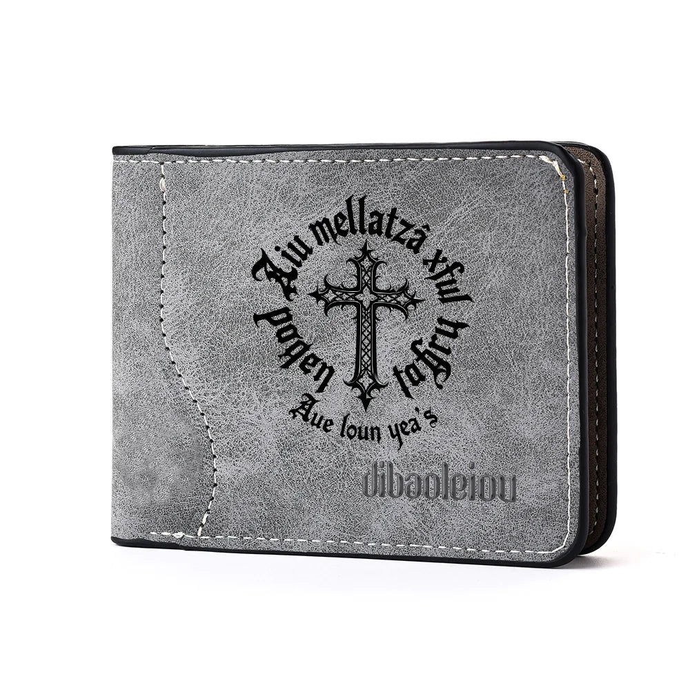 Men's Fashionable Minimalist Short Wallet Personalized PU Leather Design Compact Card Holder for Men