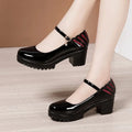 6 8 10cm Small Size 32-43 Shallow Patent Leather Shoes Women Mary Janes 2025 Fall Block Heels Shoes Platform Pumps Office Mom