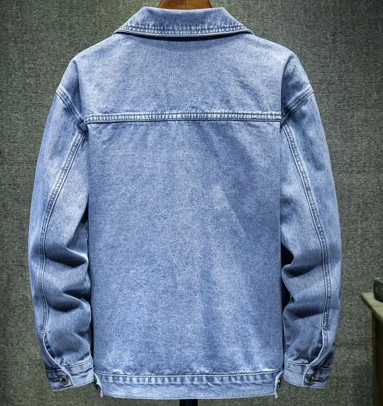 Denim Jackets Man Autumn Cargo Jeans Coat for Men Black Low Price Clothing of Fabric on Board Elatic Designer Korean Style G