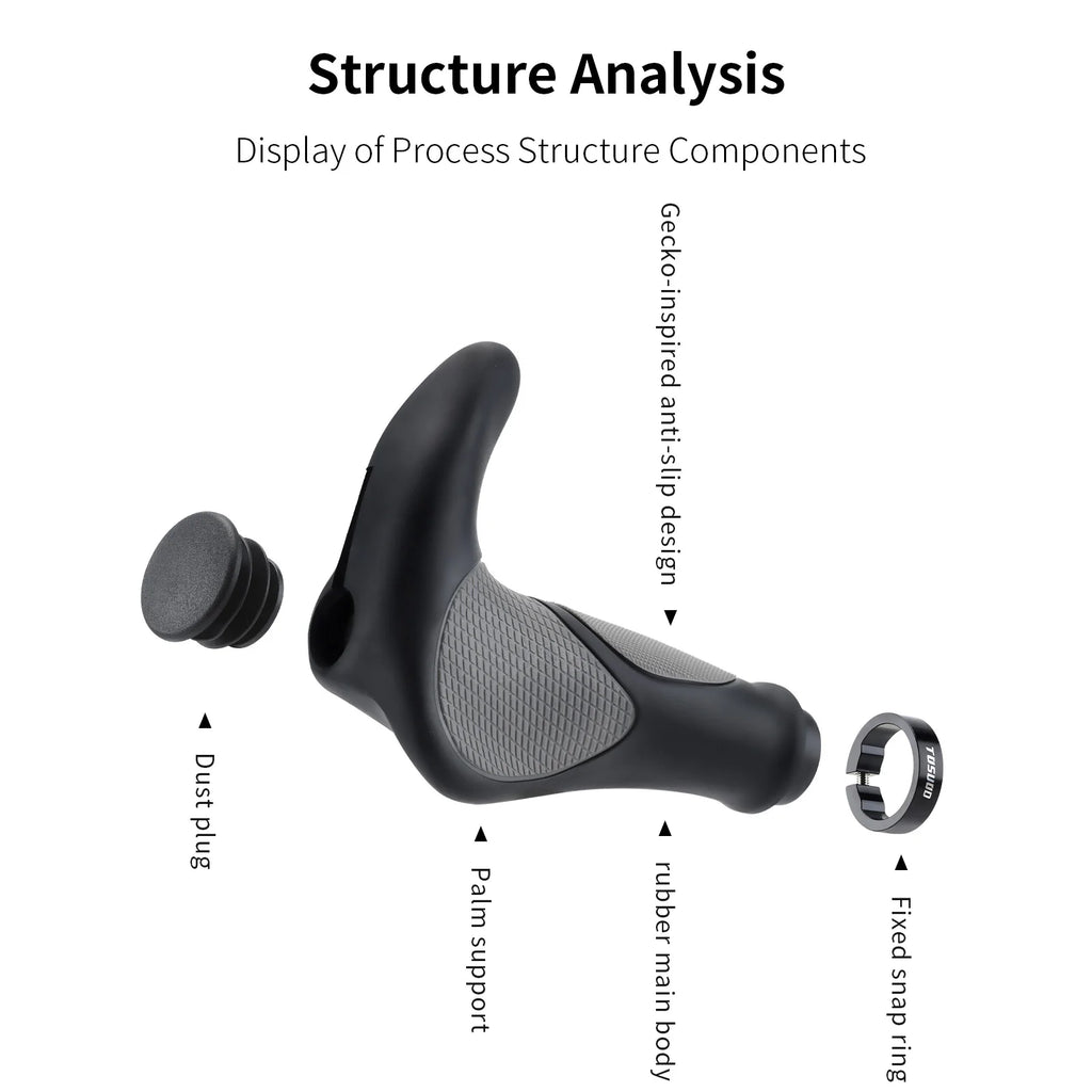 TOSUOD Bicycle Handlebar Grips Ergonomic Design Bionic Gecko Palm Texture Non-Slip Shock-Absorbing Bike Handlebar Grips Cycling Accessories