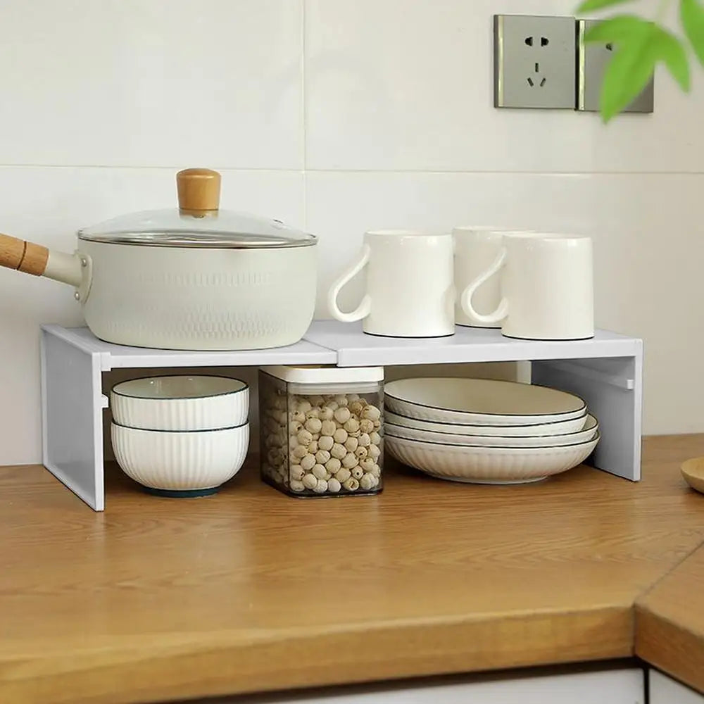Kitchen Stretchable Cabinet Shelf Cupboard Separated Storage Rack Countertop Organizer Shoe Organizer Shelf Save Space