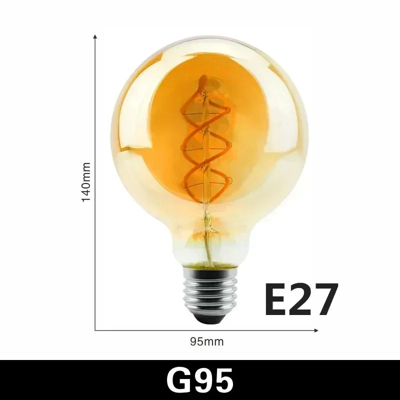 2-10pcs Retro LED Spiral Filament Light Bulb E14 E27 4W 220V Warm Yellow C35 A60 ST64 T185 T225 G80 G95 G125 Vintage Edison Lamp