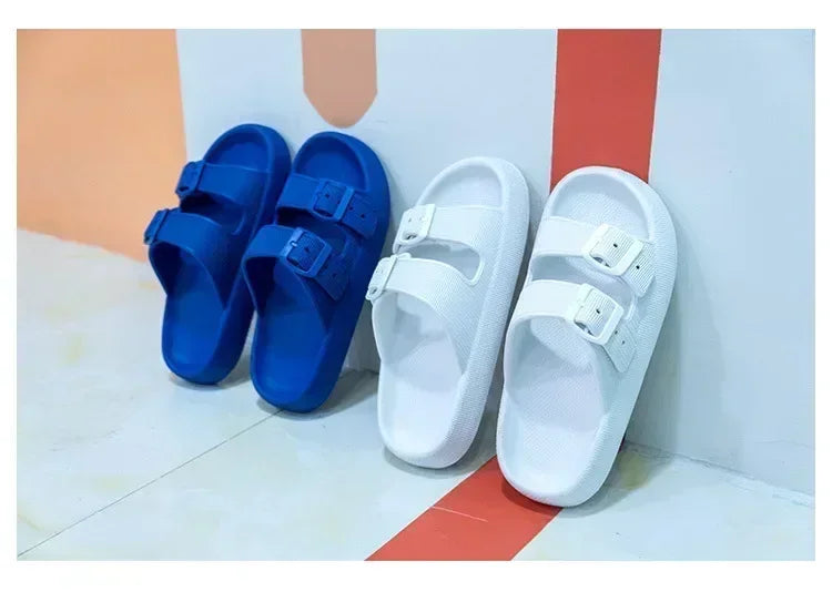 Women Summer Adjustable Sandals Bathroom Home Slippers Outdoor Beach Slides Cloud Casual Soft Flip Flops Non Slip Men Male House