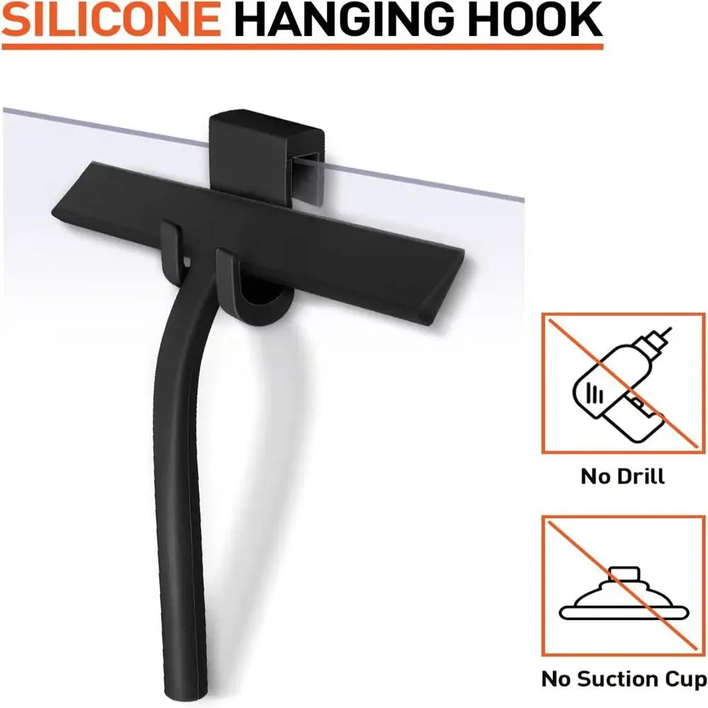 Matte Black Shower Squeegee Streak Free With Handle Window Scraper Silicone Material Hanging Holder Cleaning Tool