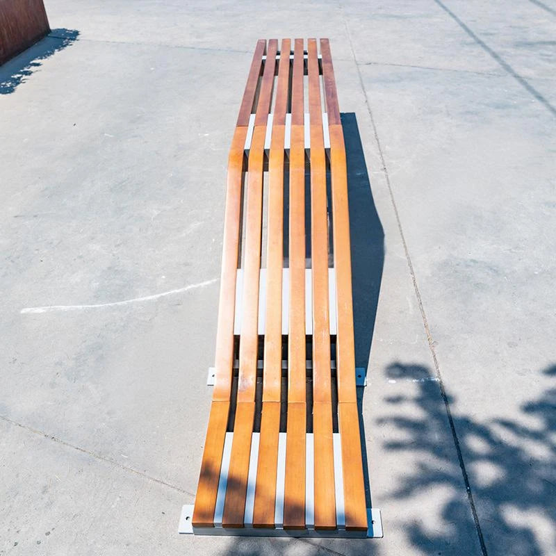 Designer Outdoor Bench with Galvanized Steel Frame Park Garden Public Seating  Landscape Projects Bench Park Street Furniture