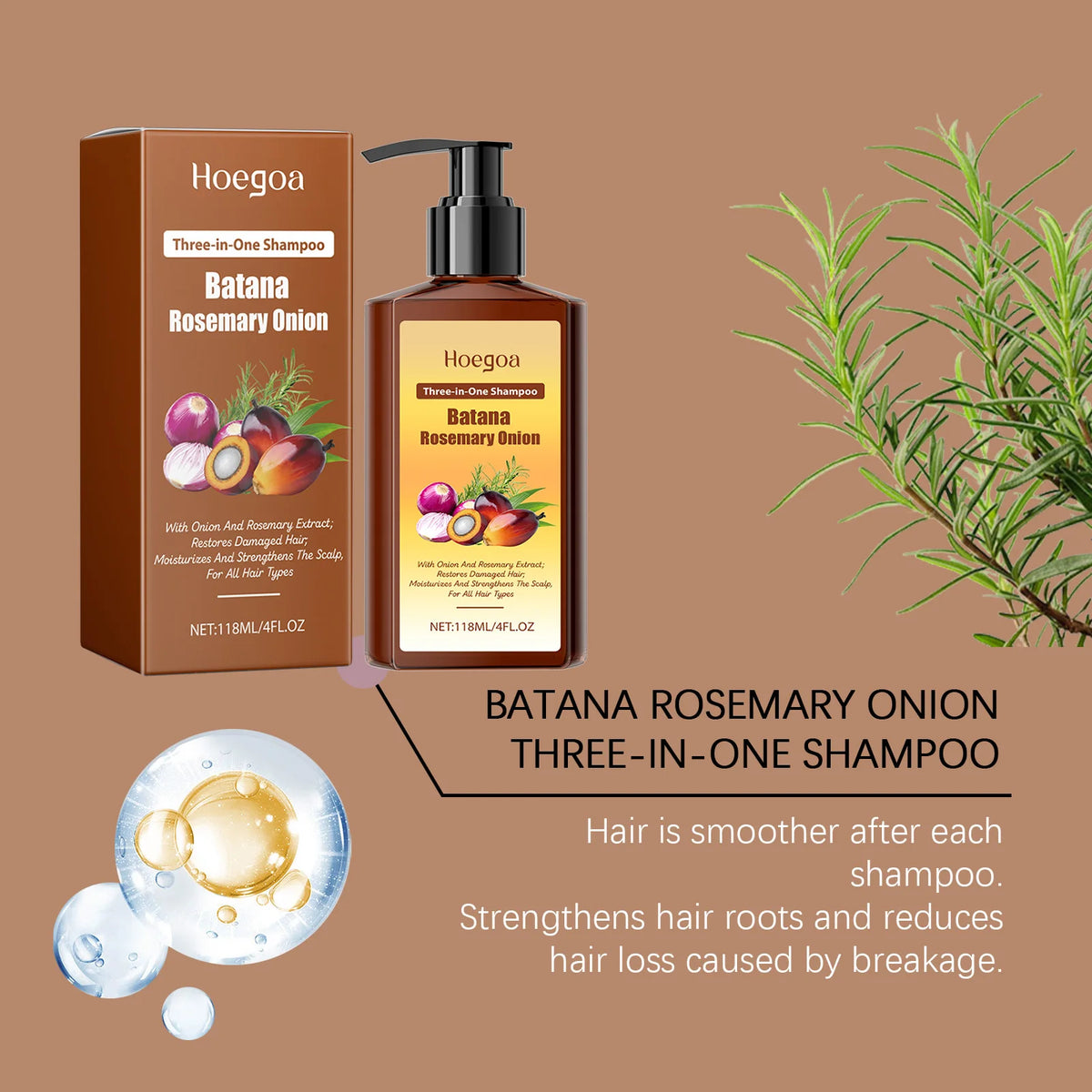 Batana and Rosemary Shampoo for Hair Growth Relieve Frizz Split Ends Broken Damaged Hair Care Products Prevent Hair Loss Shampoo