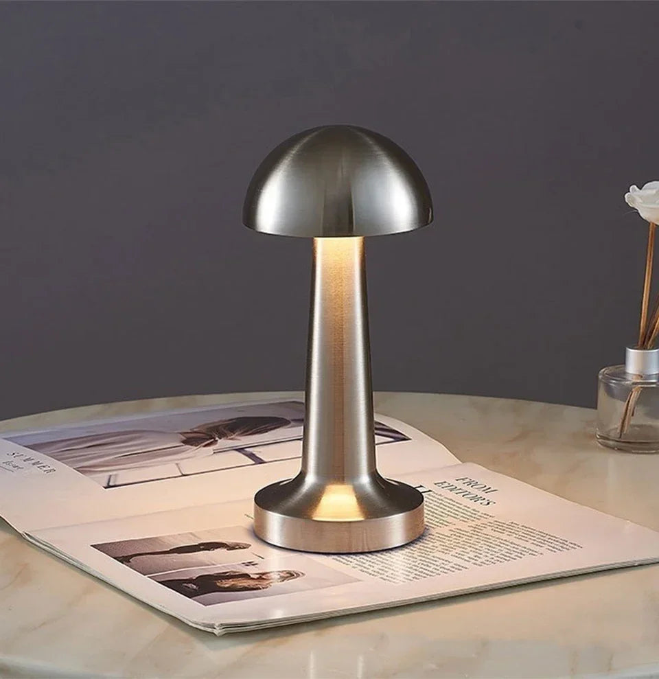 Rechargeable Mushroom Table Lamp Cordless LED Night Light Touch Dimmable Bedside Desk Lamp for Bedroom Living Room Home Decor