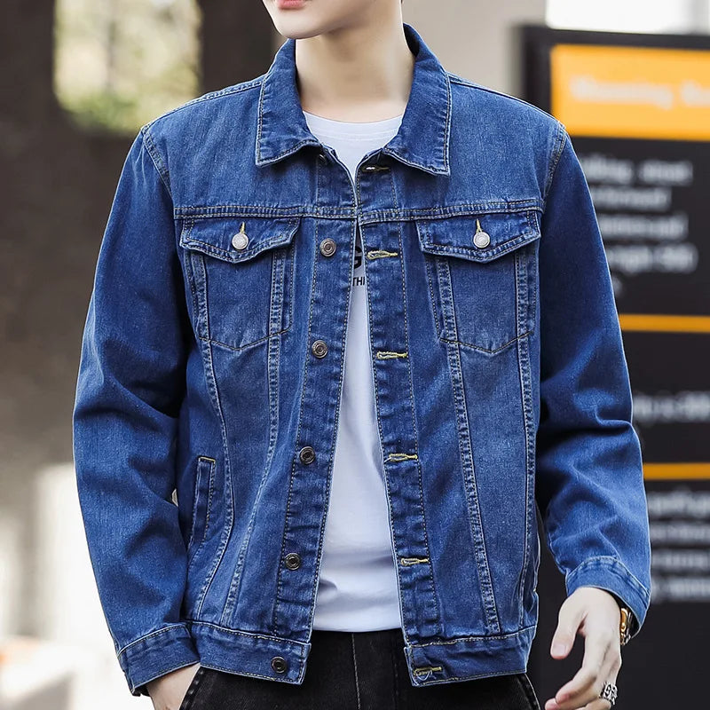 2026 Denim Jackets Men's Fashion Casual Multi Pockets Cargo Jacket Handsome Motorcycle Jean Coats New Men Clothing Oversized 5XL