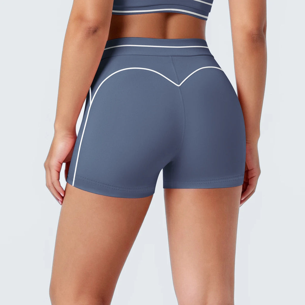 High Waist Stripe Fitness Yoga Shorts for Woman's Quick-Dry Breathable Hip-lifting Summer Gym Running Color Blocking Yoga Shorts