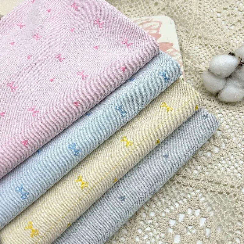 Cute Exquisite Bow Denim Fabric Premium Quality Clothing Dress Curtains DIY Home Decoration Craft Sewing Bag Making Material