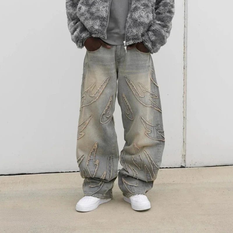 Hip Hop Complex Heavy Industry Workwear Jean Casual Denim Pants High Waist Straight Wide Leg Jeans Harajuku Y2k Men Women Jeans