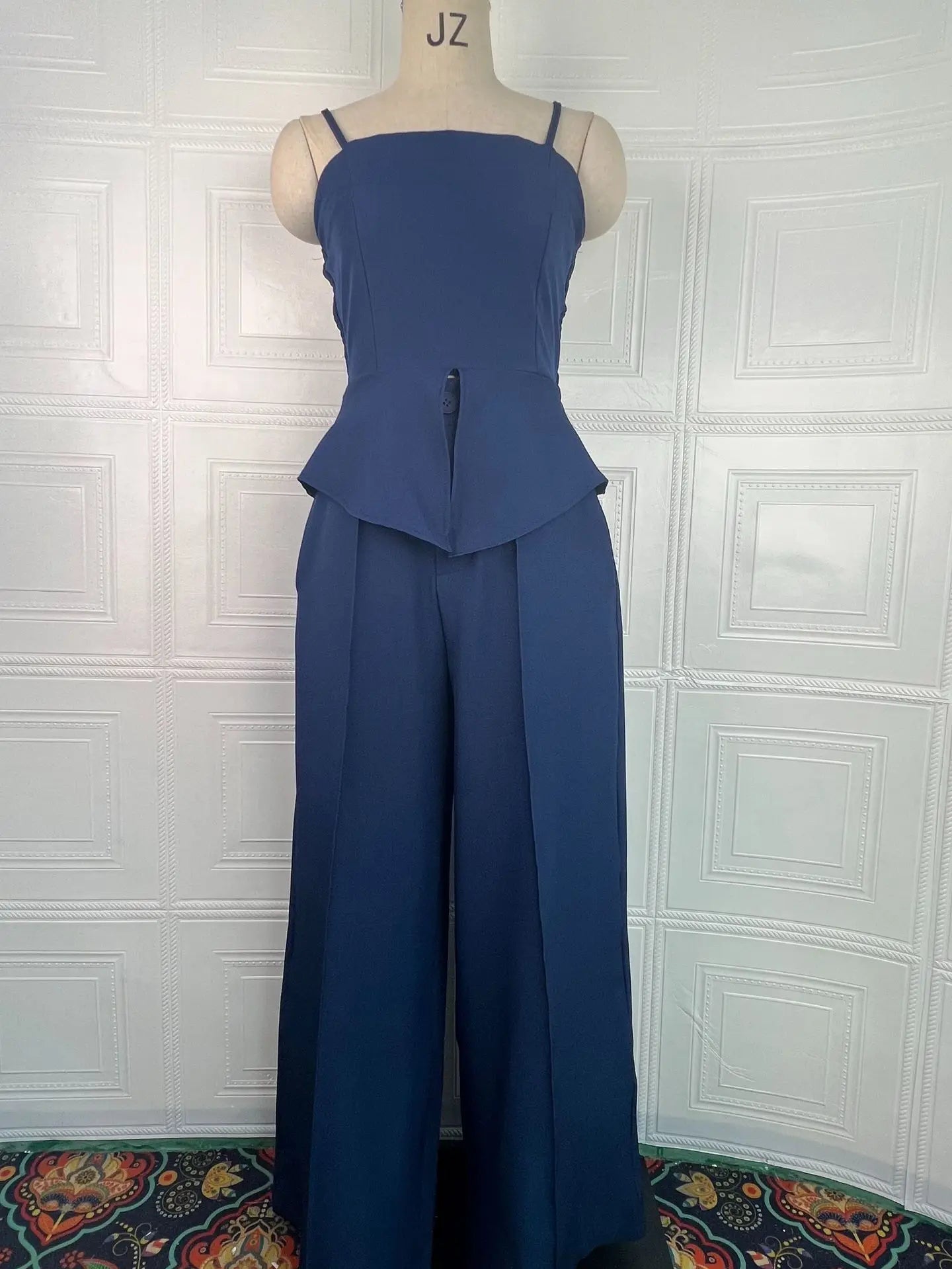 Pant Set Women 3 Piece Sets Lapel Full Sleeve Blazers Plain Sling Top Wide Leg Long Pants Splice Y2k Streetwear Work Summer 2026