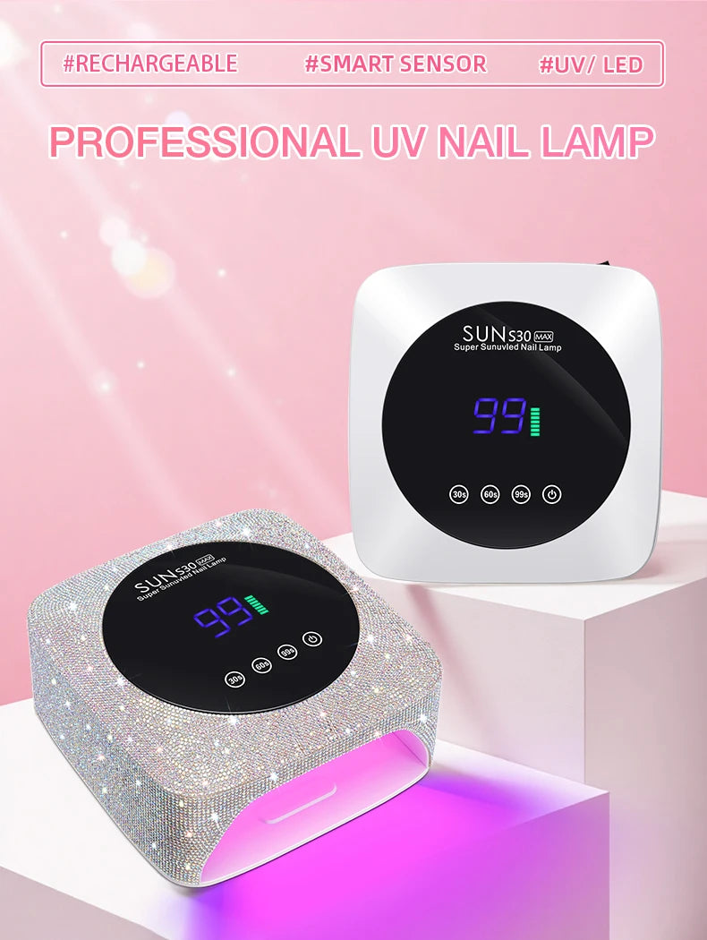 180W UV LED Nail Lamp 57LED Rechargeable Nail Dryer For Curing Polish Gel Wireless Manicure Machine With Smart Sensor Salon Tool