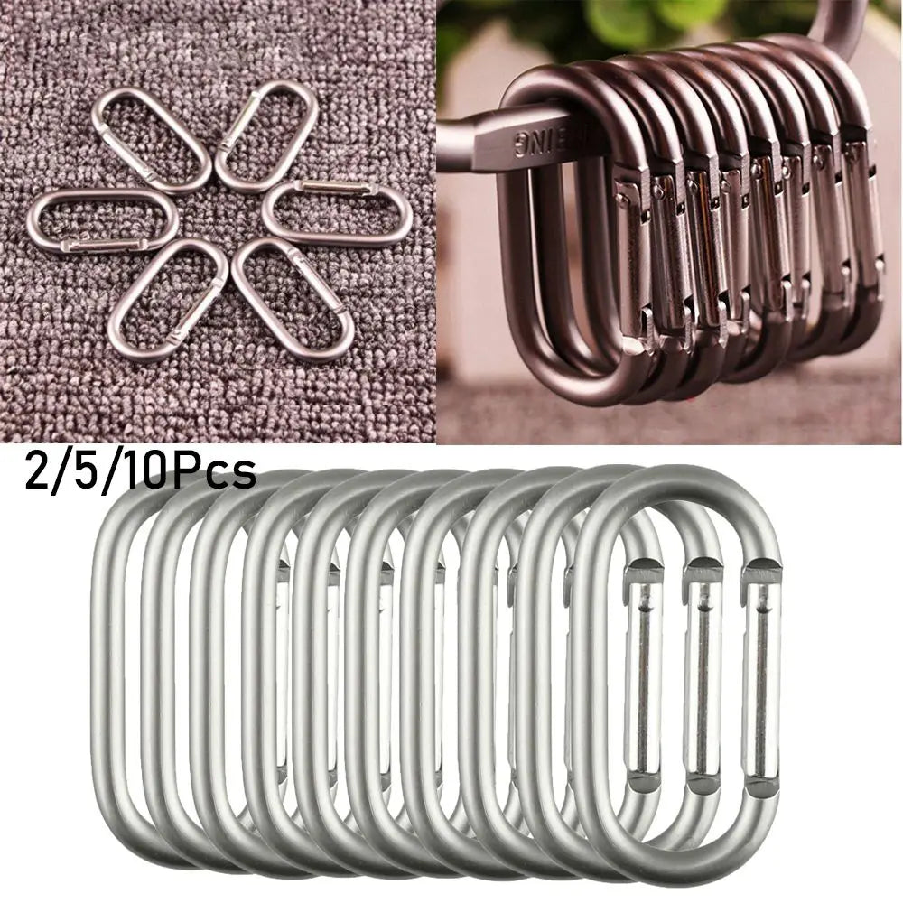 2/5/10pcs Alloy Aluminum Survival Gear Camp Mountaineering Hook Carabiners Carabiner Travel Kit Camping Equipment