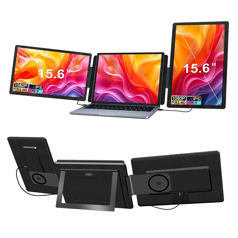 2025 New Laptop Screen Extender 15.6" Portable Monitor Triple Monitor with Dual Screen Plug & Play Gaming Monitor for Laptop