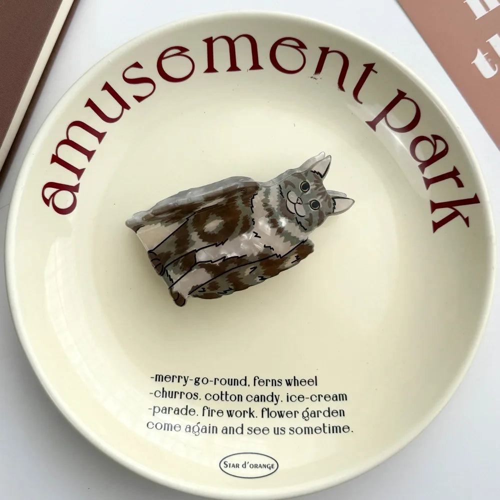 2025 New Kitten Hairpin Female Cute Animal Acetic Acid Grab Clip Back Head Clip Decorative Hairpin Headgear Shark Clip