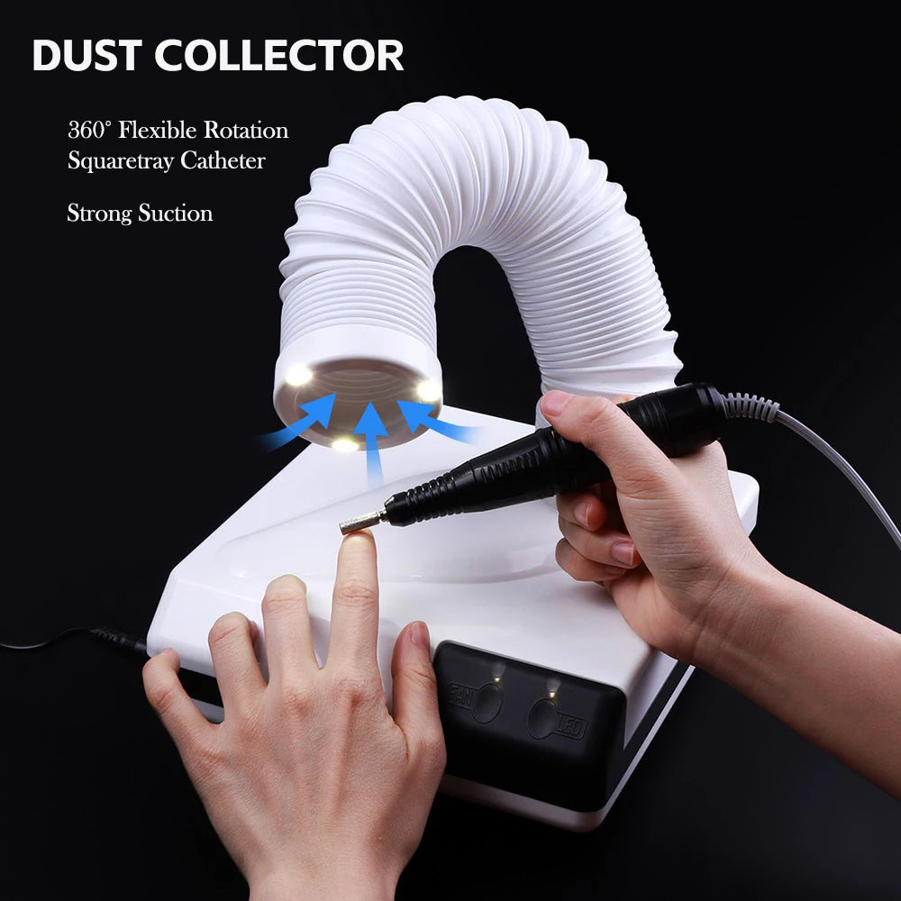 Nail Dust Collector Manicure Machine Tool Vacuum Cleaner Strong Power Fan with Filter LED Suction Beauty Salon Nail Art