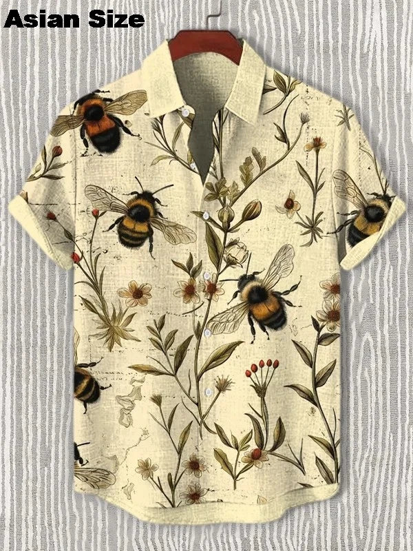 2025 Men's Cat Graphic Shirt Short Sleeve Klemph Type Funny Holiday Casual Hawaii Shirt Tops