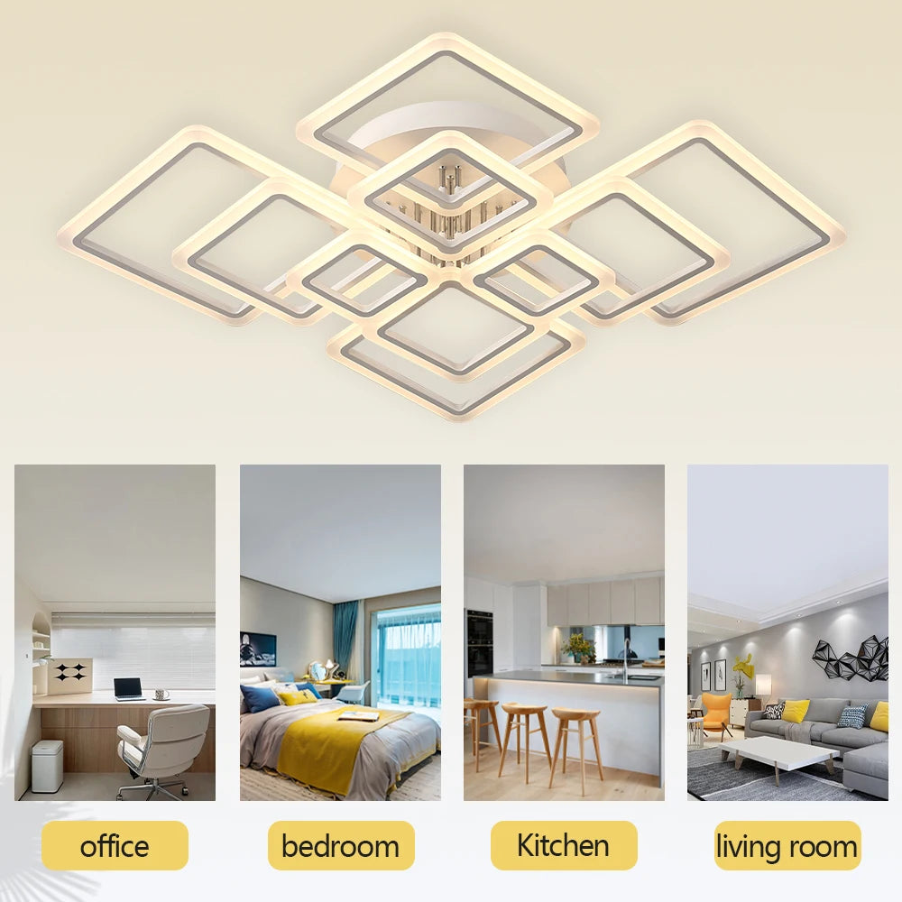 Modern Interior Square Ceiling Light with Remote Control LED Dimmable Ceiling Lamp lustre Living Room Kitchen Bedroom Decoration