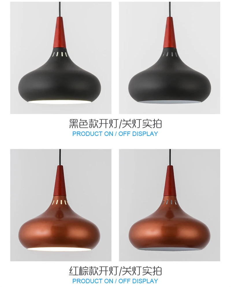 GEW Nordic Modern Funnel Pendant Light Wood Aluminum E27 Multi Color Hanging Lamp for Dining Kitchen Island Bedside