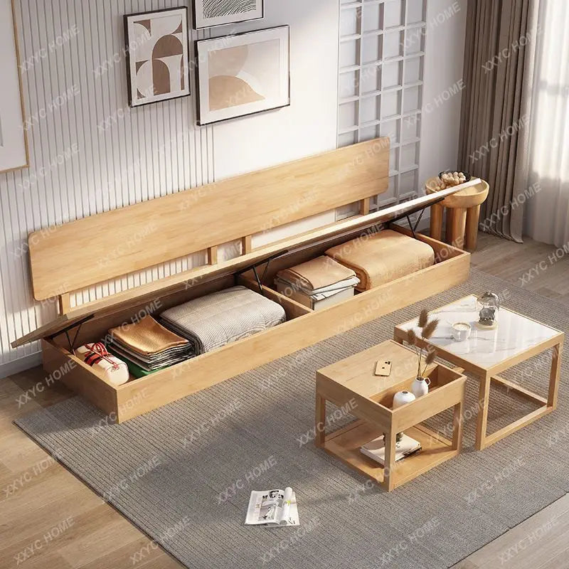 Solid wood sofa oak with storage living room home sofa