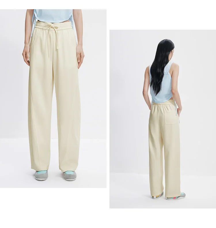 Women Pants Casual Slit Loose Curved Slim Fit Minimalist Lazy Versatile Curved Leg 2026 Summer Fashion Daily Top