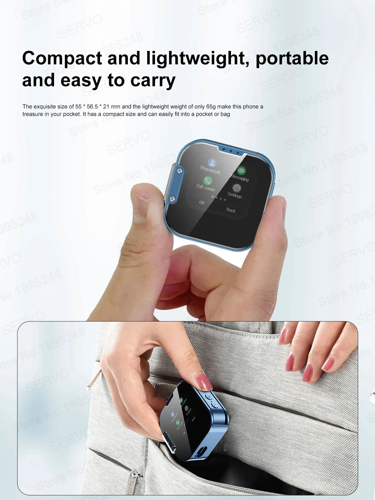 SERVO I19 Rotate Small Box Touch Mobile Phone 2SIM Standby Magic Voice Bluetooth Sync Music Torch Mini Rotation Cellphone Type-C