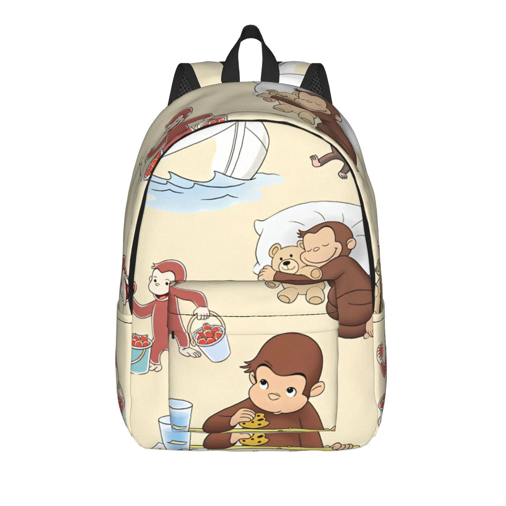 Curious George Multifunctional Stickers Backpack  Trekking Backpacks Student Colorful Soft High School Bags Style Rucksack