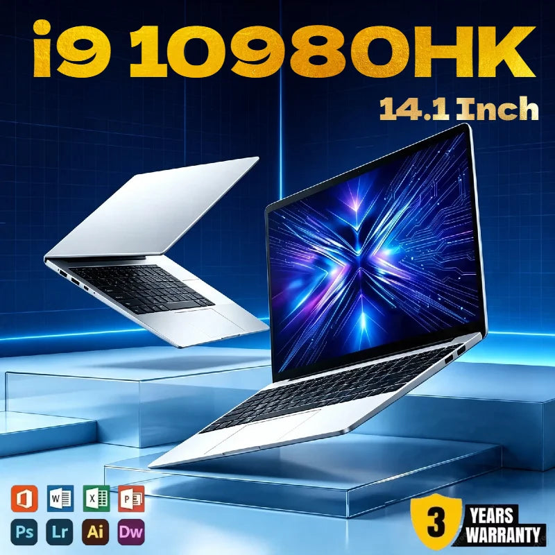 Portable 14.1 Inch High Speed Gaming Notebook i9-10980HK, 16GB DDR4 RAM 2TB SSD Lightweight Office Laptop Computer